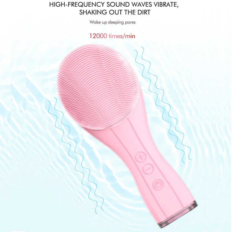 Electric Facial Cleansing Brush Deep Pore Cleaning Sonic Vibration Waterproof Acne Blackhead Remover Silicone Pore Cleaner