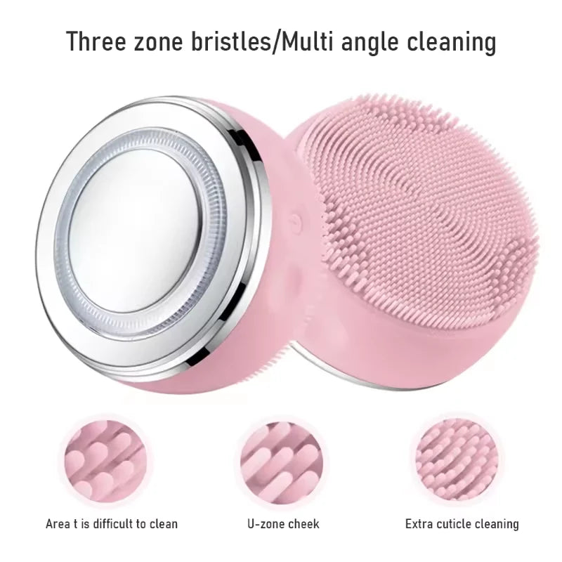 Household LED silicone electric facial massage Cleansing Brush Portable mini facial exfoliating cleansing brush