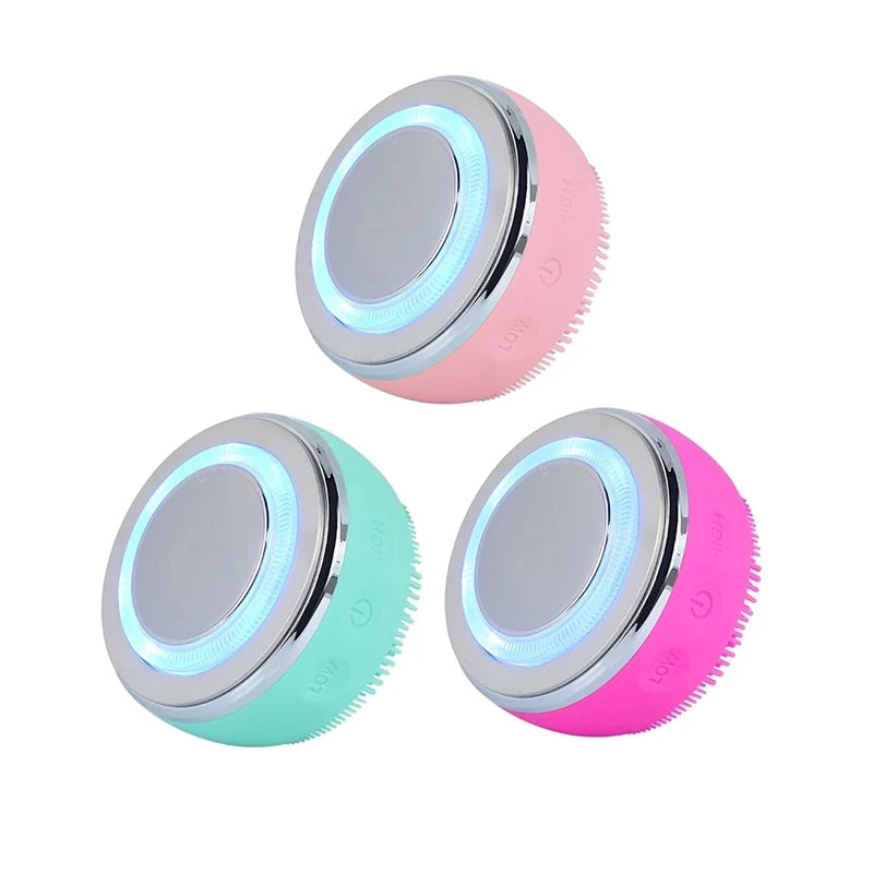 Household LED silicone electric facial massage Cleansing Brush Portable mini facial exfoliating cleansing brush