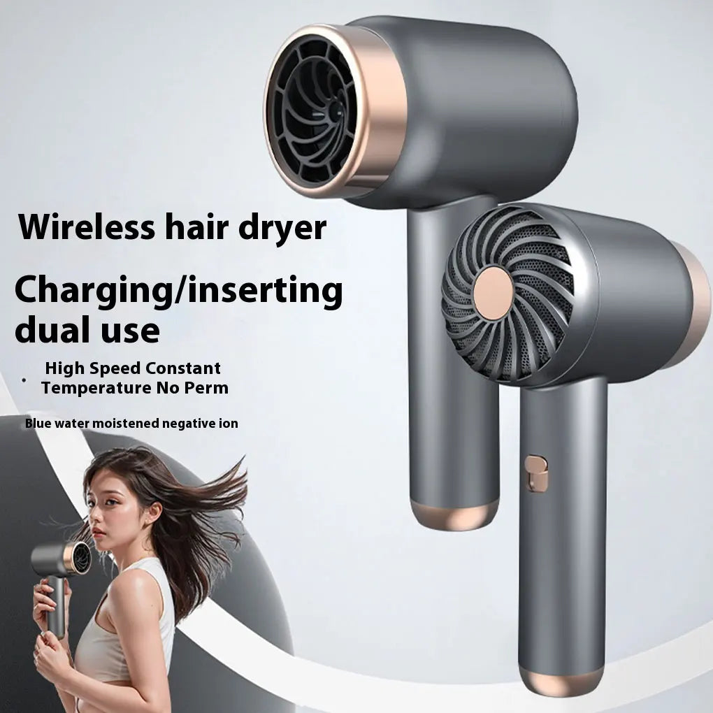 USB Charging Cordless Hair Dryer Travel Wireless Hair Dryer Home RechargeablePlug-In Negative Ion Hair Cold Portable Dormito