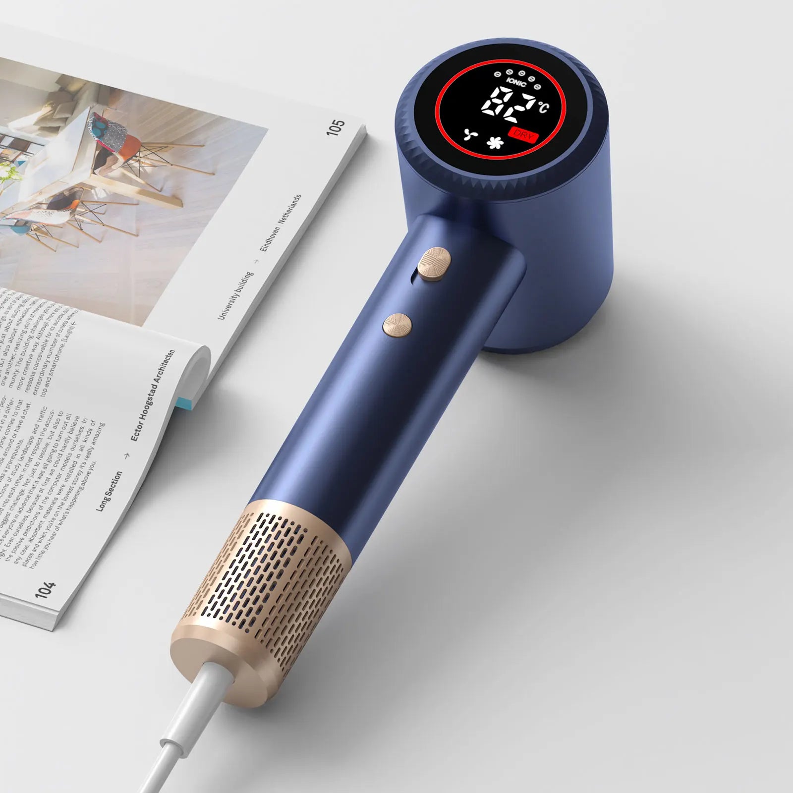 Portable High-Speed Negative Ion Hair Dryer for Home Use Bladeless Quiet Lightweight Hair Care 1500W BLDC Motor Digital Display