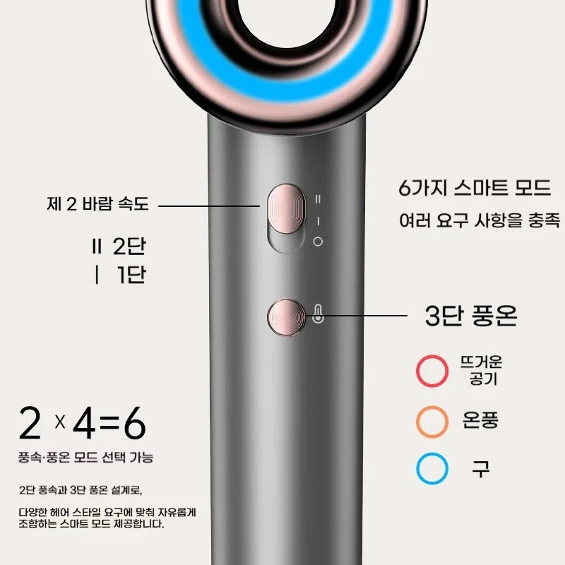 Portable High-Speed Negative Ion Hair Dryer for Home Use Bladeless Fast Drying Quiet Lightweight Hair Care 1500W BLDC Motor